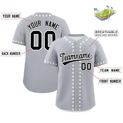 Custom Gray White Star Ribbing Authentic Baseball Jersey