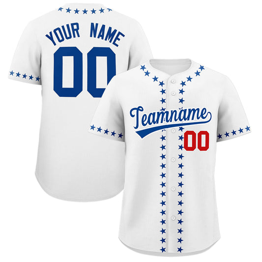 Custom White Royal Star Ribbing Authentic Baseball Jersey