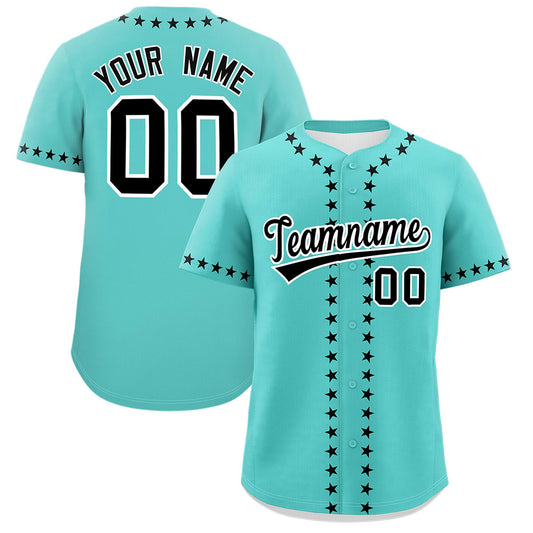 Custom Bright Green Black Star Ribbing Authentic Baseball Jersey