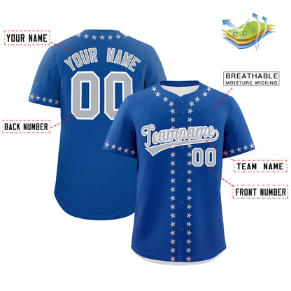 Custom Royal Gray Star Ribbing Authentic Baseball Jersey