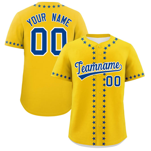 Custom Gold Royal Star Ribbing Authentic Baseball Jersey