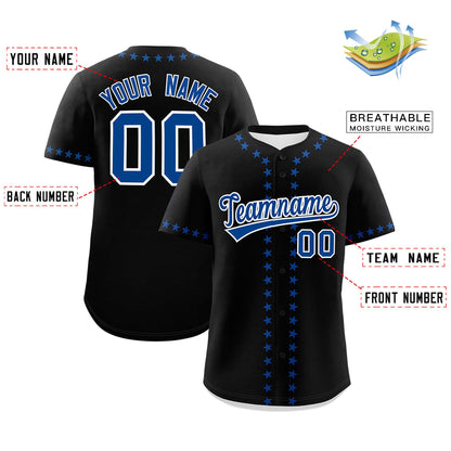 Custom Black Royal Star Ribbing Authentic Baseball Jersey