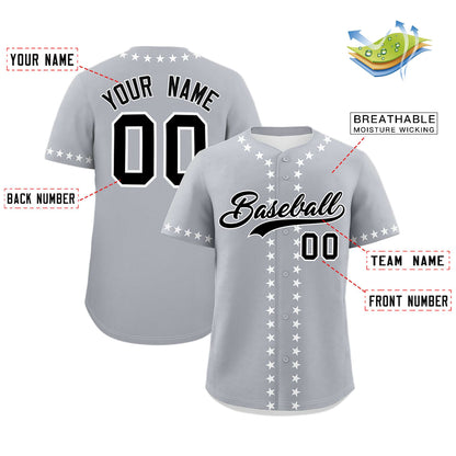 Custom Gray White Star Ribbing Authentic Baseball Jersey