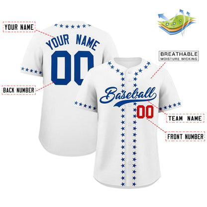 Custom White Royal Star Ribbing Authentic Baseball Jersey