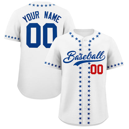 Custom White Royal Star Ribbing Authentic Baseball Jersey