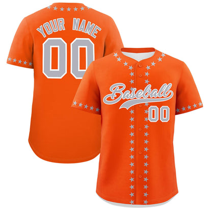 Custom Orange Gray Star Ribbing Authentic Baseball Jersey