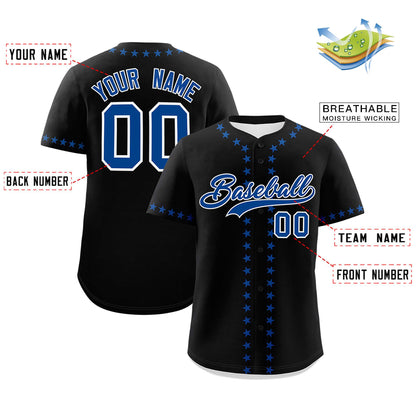 Custom Black Royal Star Ribbing Authentic Baseball Jersey