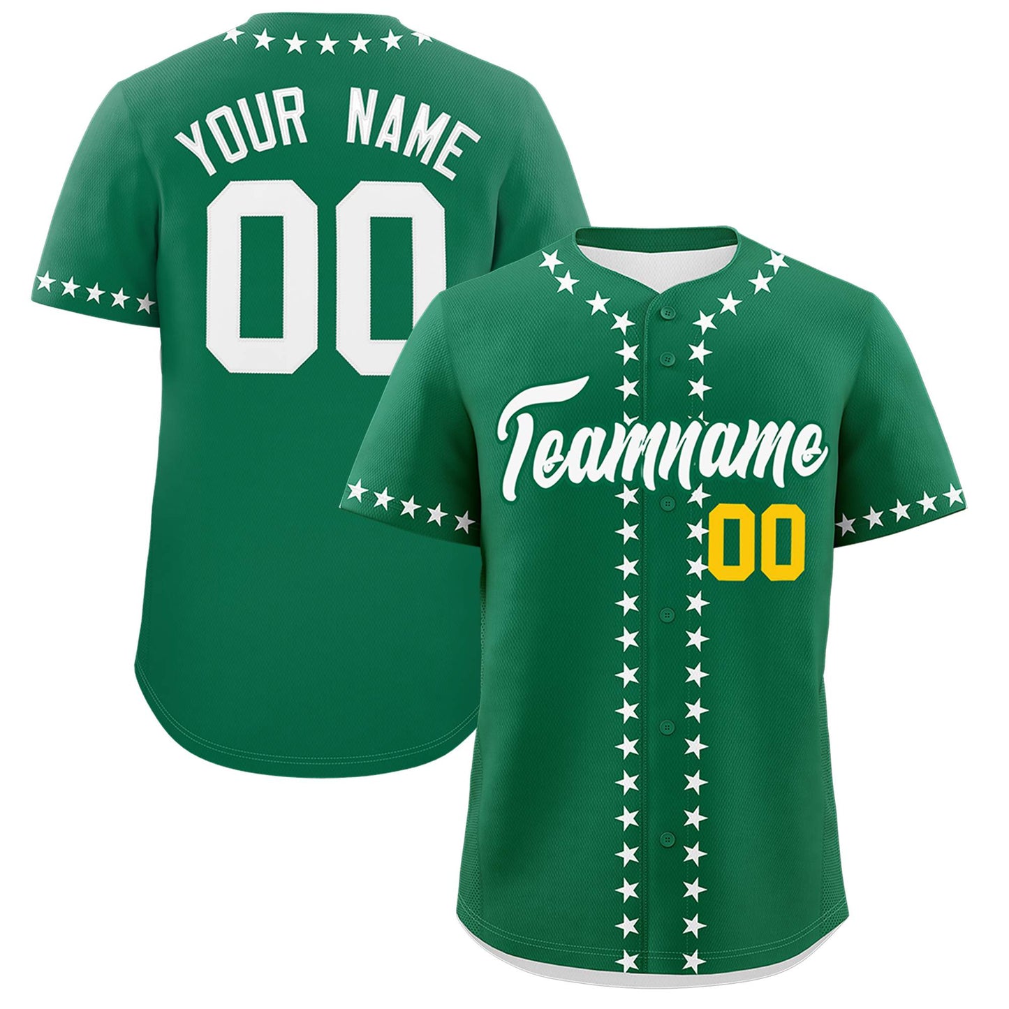 Custom Kelly Green White Star Ribbing Authentic Baseball Jersey