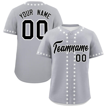 Custom Gray White Star Ribbing Authentic Baseball Jersey