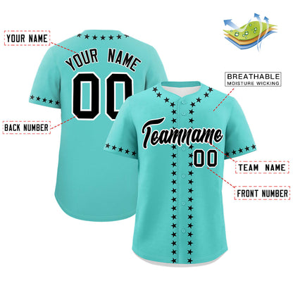 Custom Bright Green Black Star Ribbing Authentic Baseball Jersey