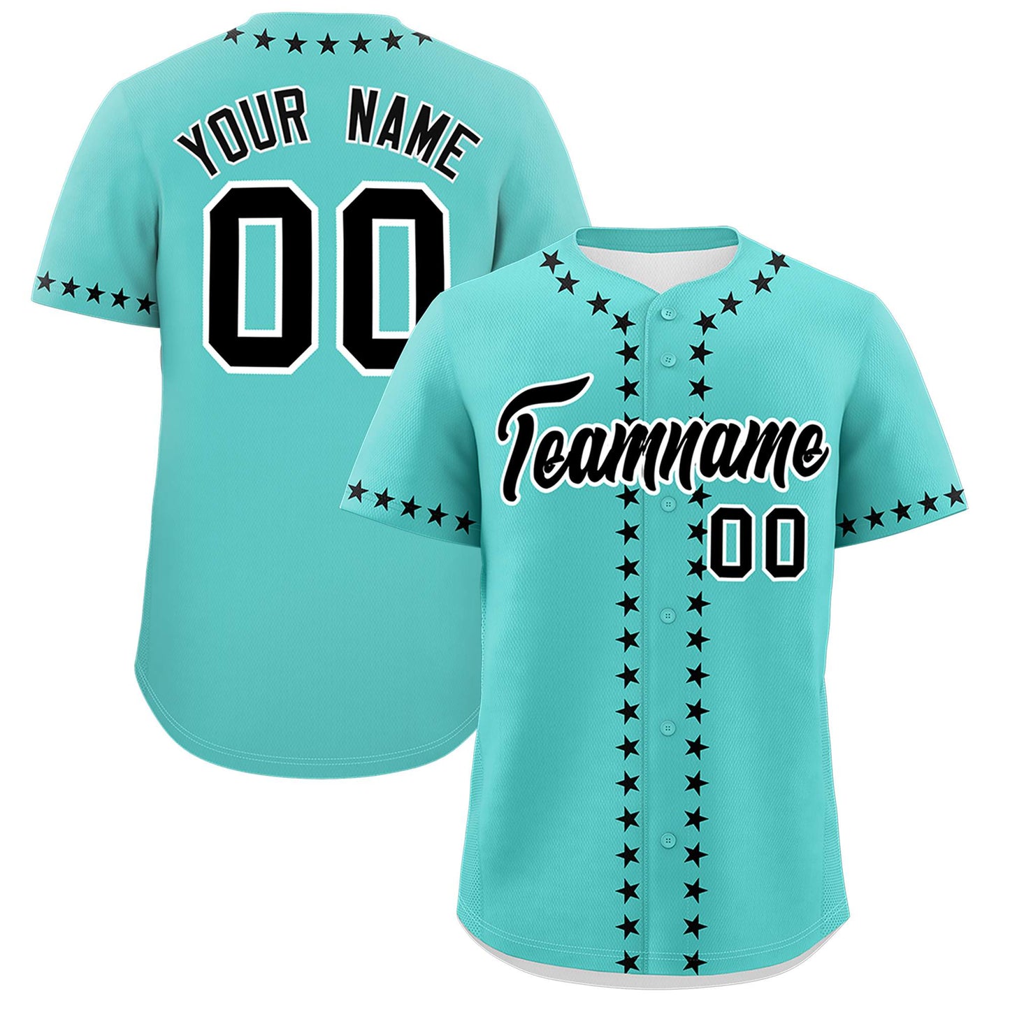 Custom Bright Green Black Star Ribbing Authentic Baseball Jersey