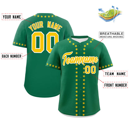 Custom Kelly Green Gold Star Ribbing Authentic Baseball Jersey