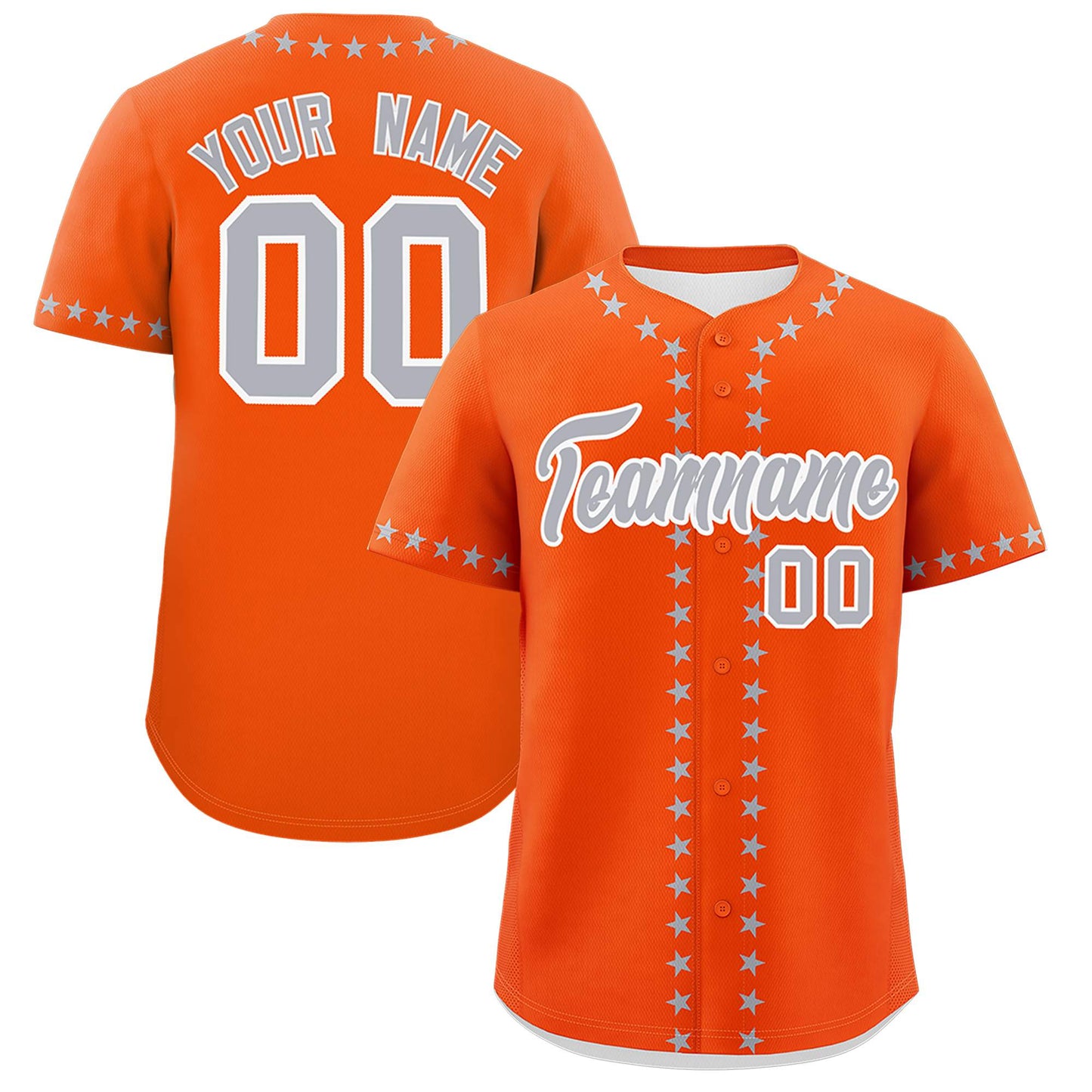 Custom Orange Gray Star Ribbing Authentic Baseball Jersey