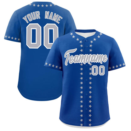 Custom Royal Gray Star Ribbing Authentic Baseball Jersey