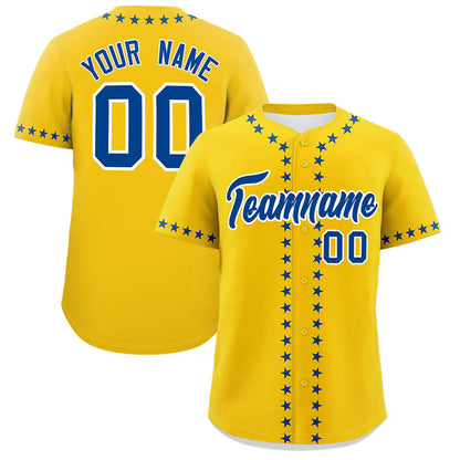 Custom Gold Royal Star Ribbing Authentic Baseball Jersey