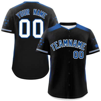 Custom Black Royal Gradient Side Personalized Star Pattern Authentic Baseball Jersey