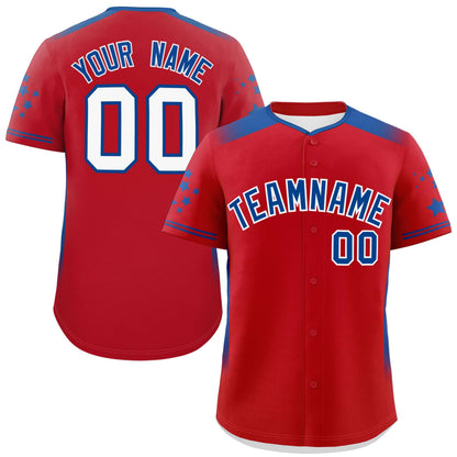 Custom Red Royal Gradient Side Personalized Star Pattern Authentic Baseball Jersey