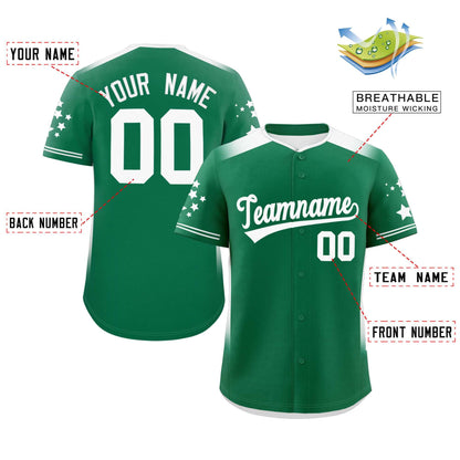 Custom Kelly Green White Gradient Side Personalized Star Pattern Authentic Baseball Jersey