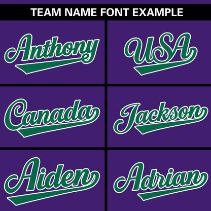 Custom Purple Kelly Green Gradient Side Personalized Star Pattern Authentic Baseball Jersey