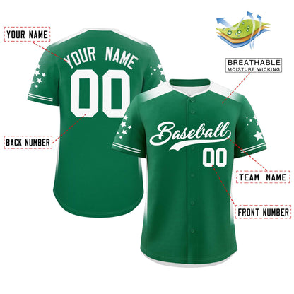 Custom Kelly Green White Gradient Side Personalized Star Pattern Authentic Baseball Jersey