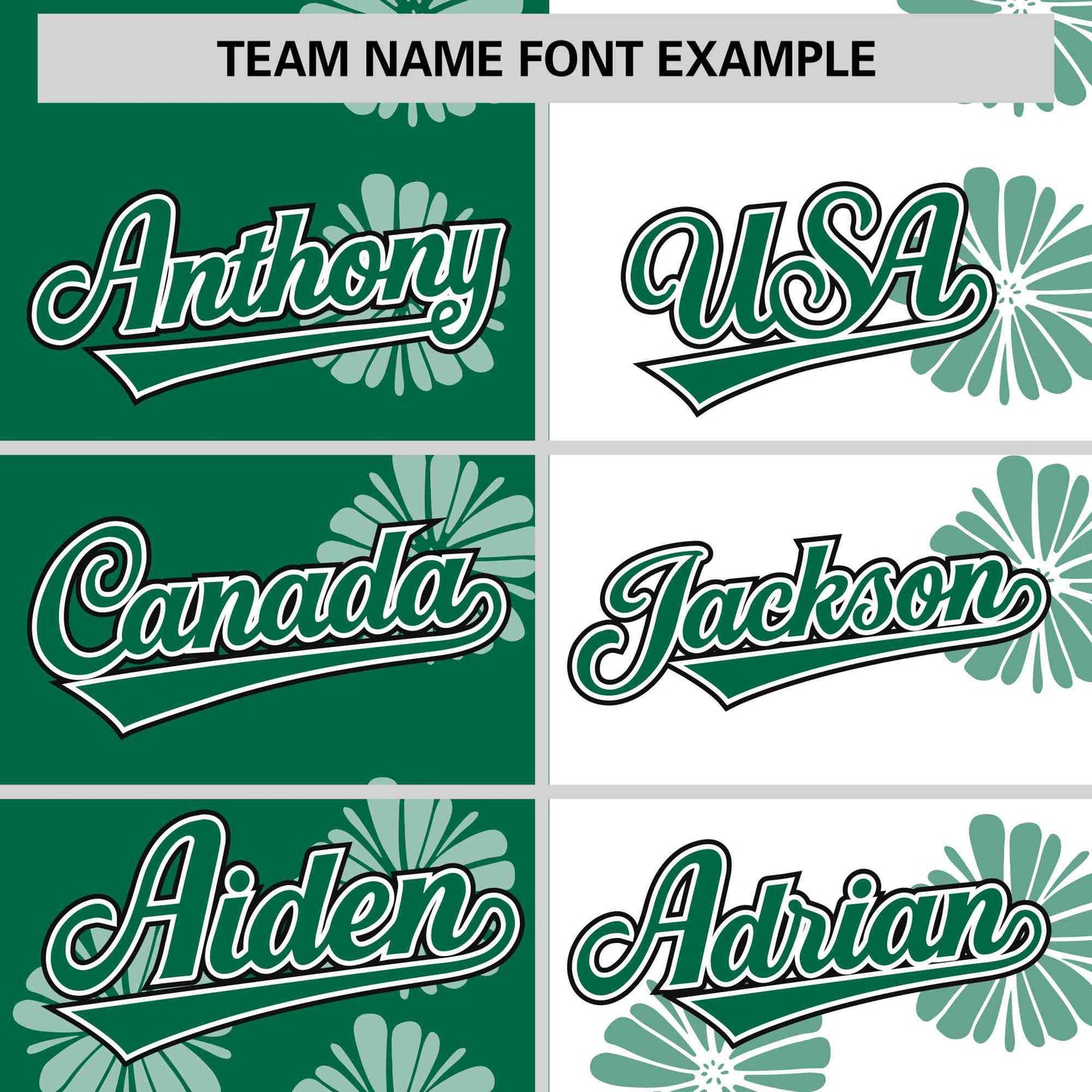 Custom Kelly Green White Split Fashion Flower Graffiti Pattern Authentic Baseball Jersey