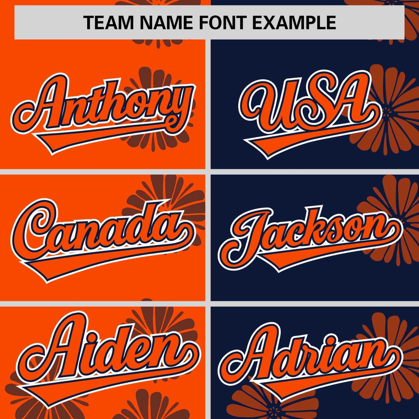 Custom Orange Navy Split Fashion Flower Graffiti Pattern Authentic Baseball Jersey