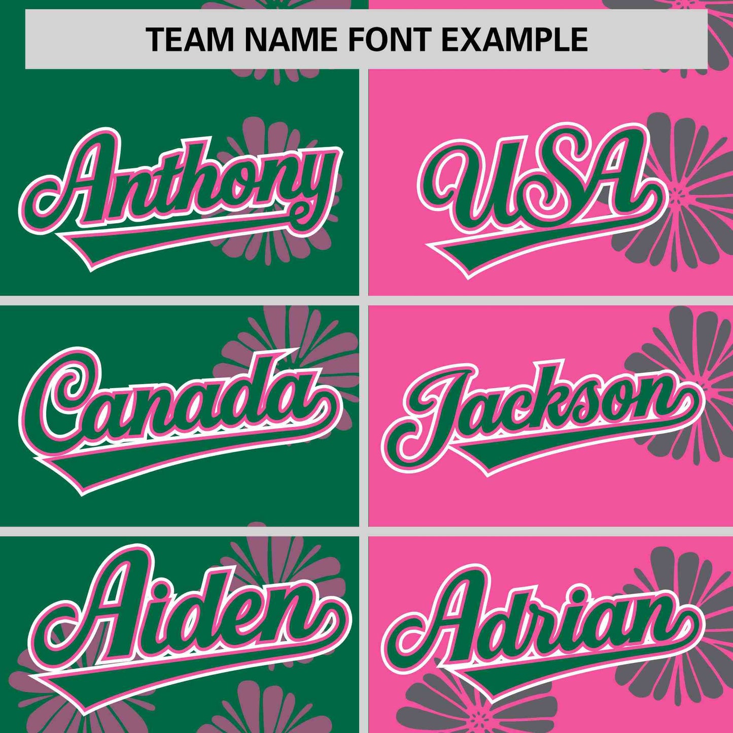 Custom Kelly Green Pink Split Fashion Flower Graffiti Pattern Authentic Baseball Jersey