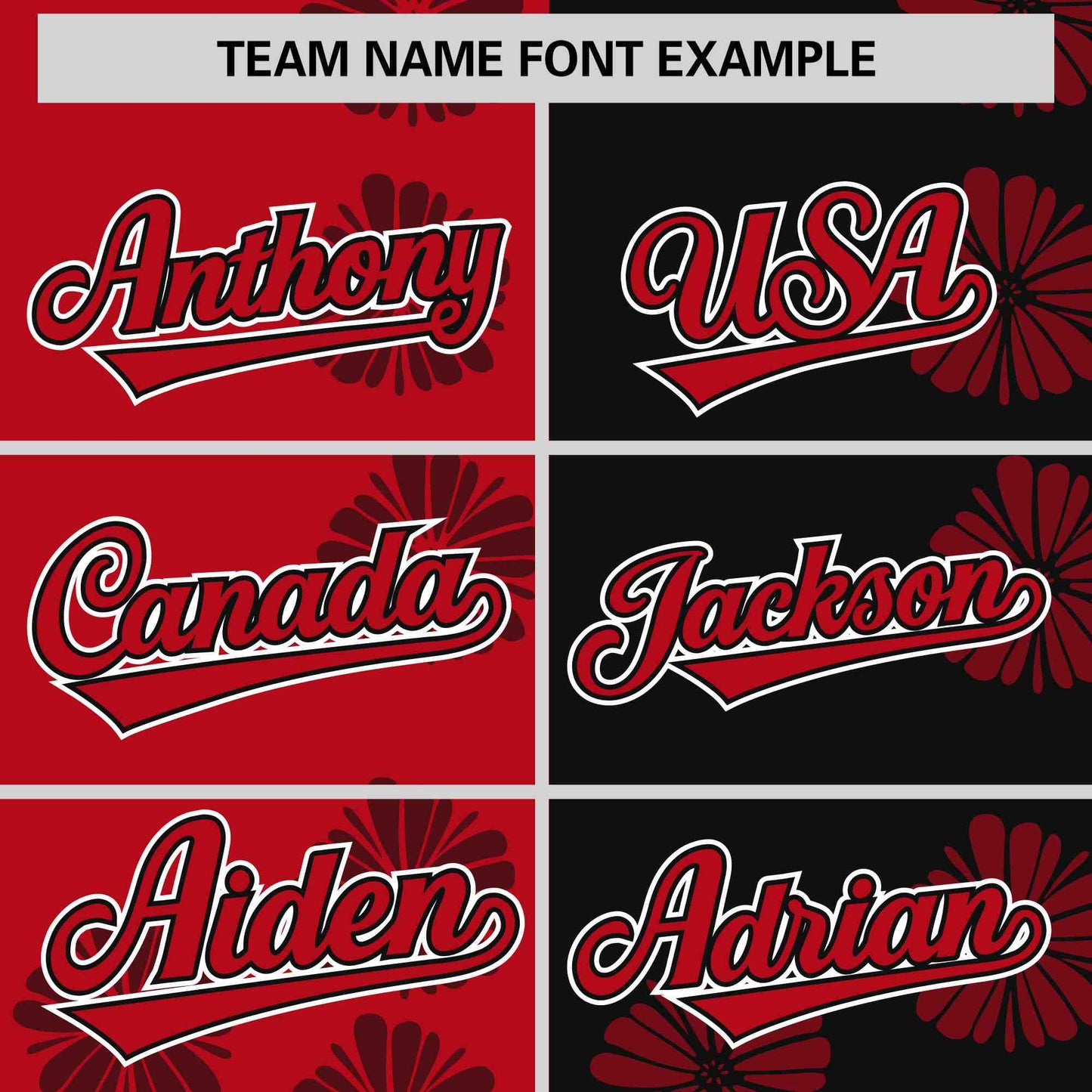 Custom Red Black Split Fashion Flower Graffiti Pattern Authentic Baseball Jersey