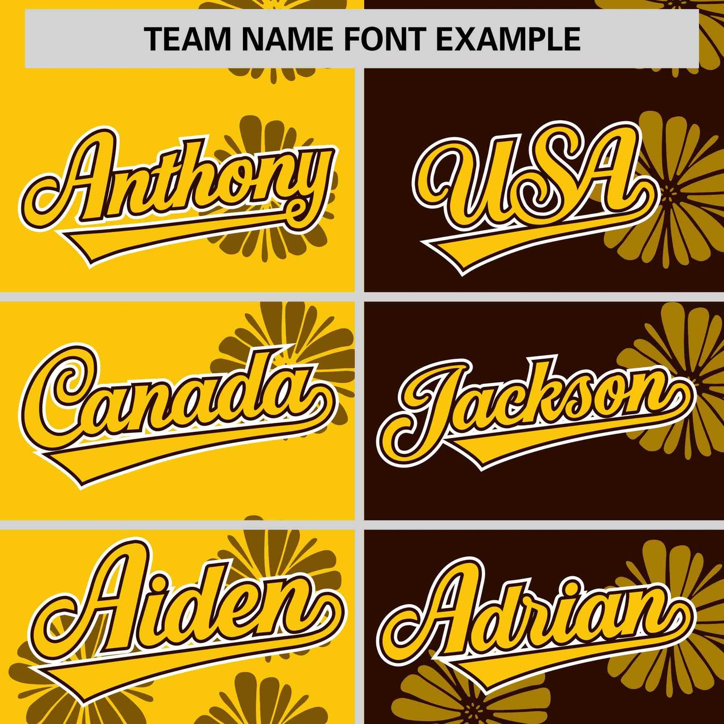 Custom Gold Brown Split Fashion Flower Graffiti Pattern Authentic Baseball Jersey