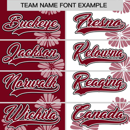 Custom Crimson White Split Fashion Flower Graffiti Pattern Authentic Baseball Jersey