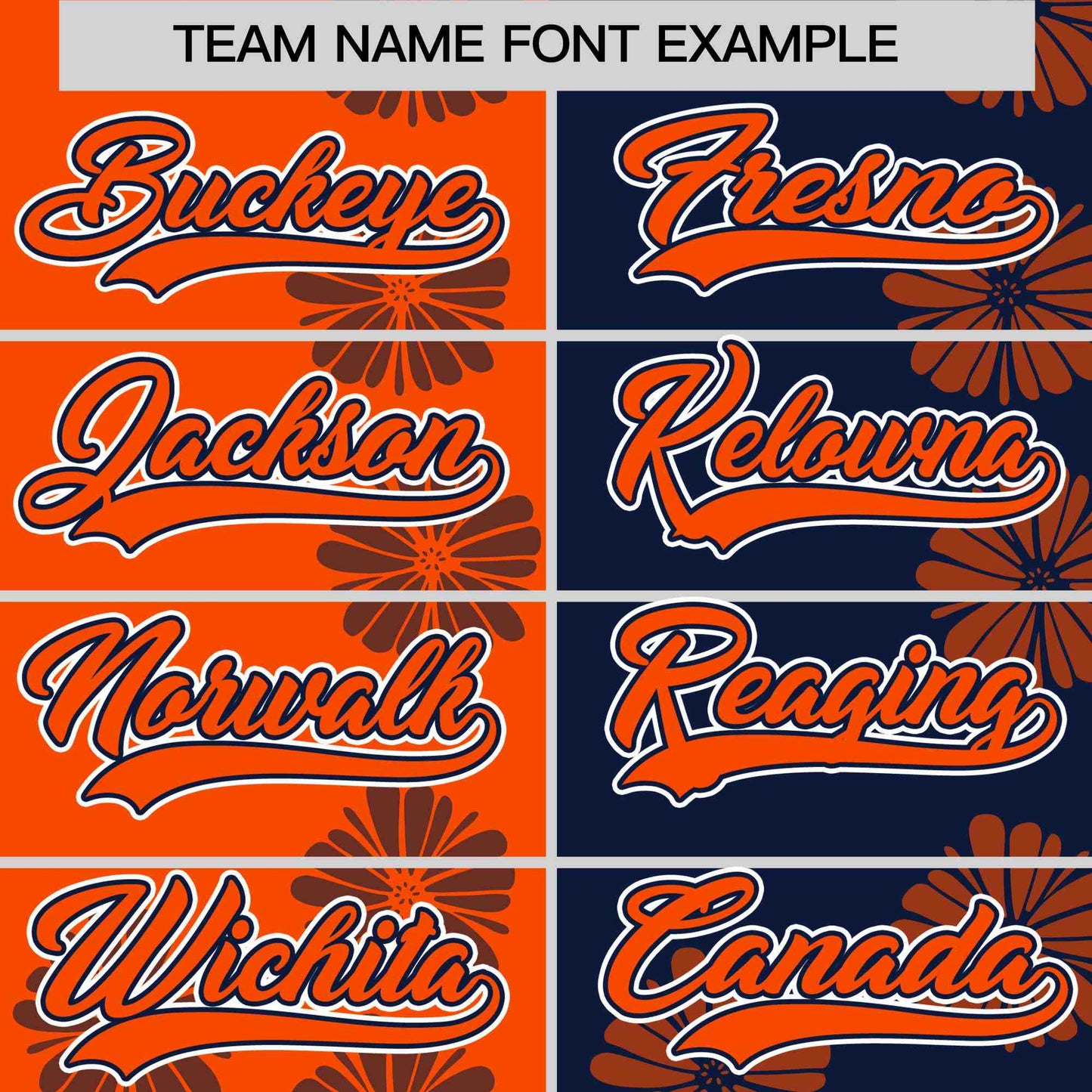 Custom Orange Navy Split Fashion Flower Graffiti Pattern Authentic Baseball Jersey