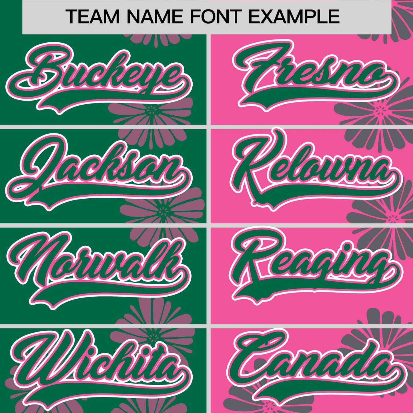 Custom Kelly Green Pink Split Fashion Flower Graffiti Pattern Authentic Baseball Jersey