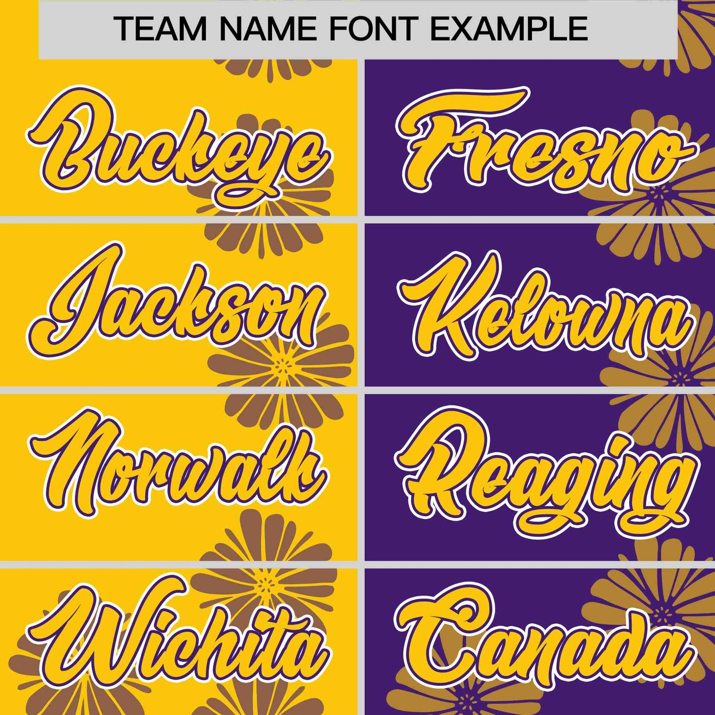 Custom Gold Purple Split Fashion Flower Graffiti Pattern Authentic Baseball Jersey