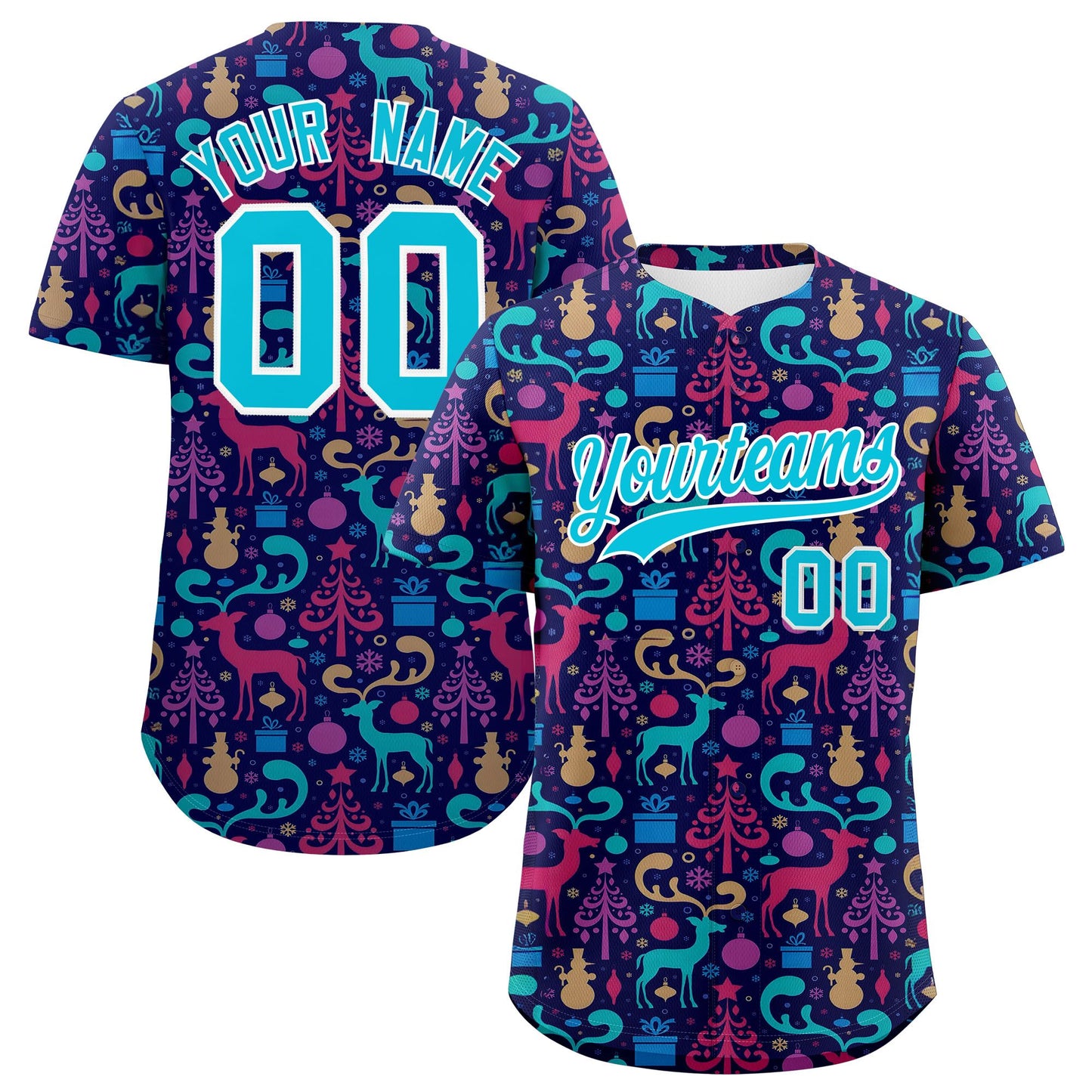 Custom Christmas Graffiti Pattern Authentic Baseball Jersey