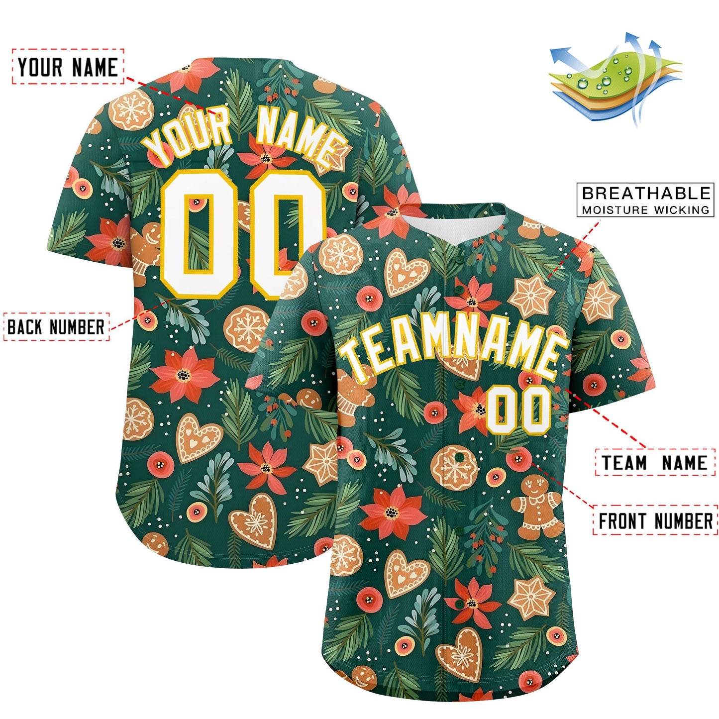 Custom Christmas Graffiti Pattern Authentic Baseball Jersey