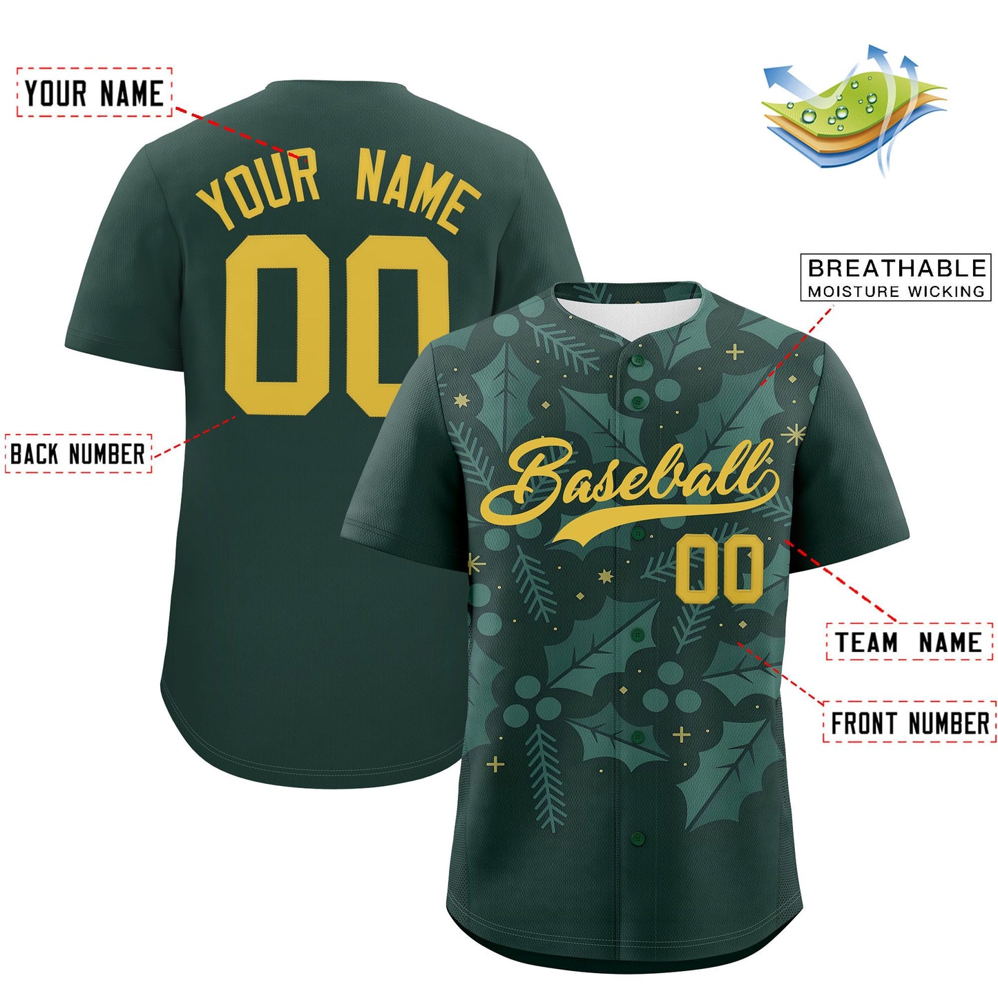 Custom Christmas Graffiti Pattern Authentic Baseball Jersey