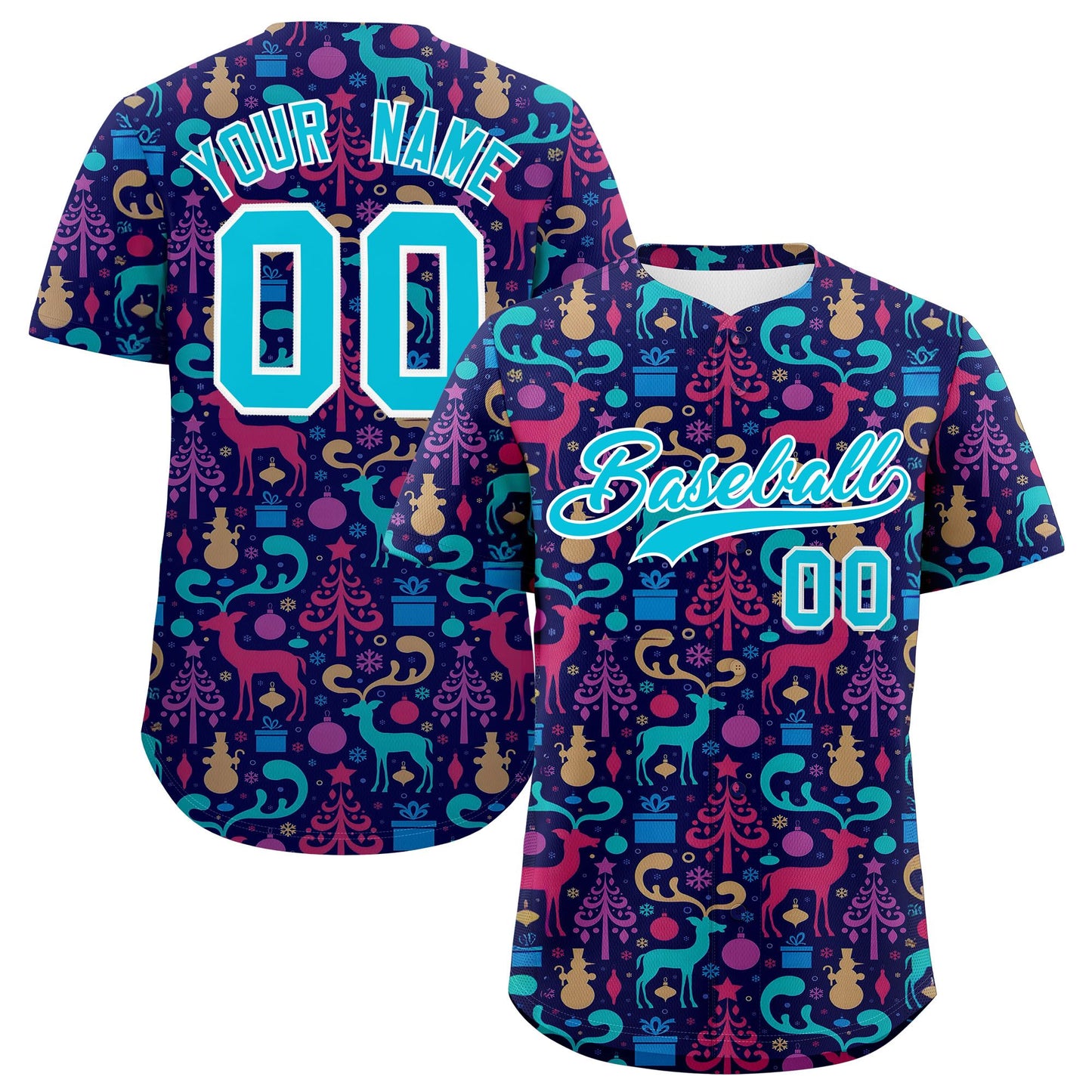 Custom Christmas Graffiti Pattern Authentic Baseball Jersey