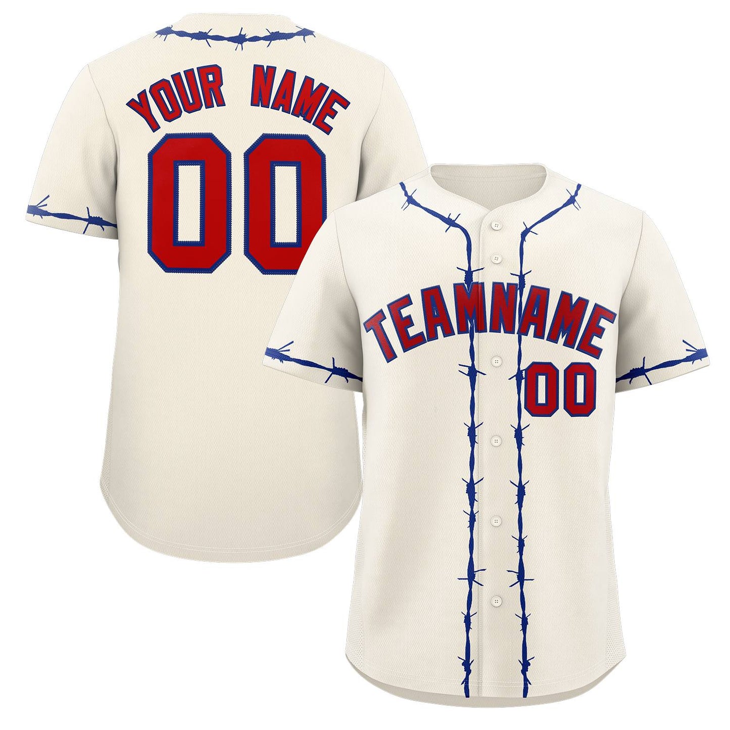 Custom Cream Royal Thorns Ribbed Classic Style Authentic Baseball Jersey