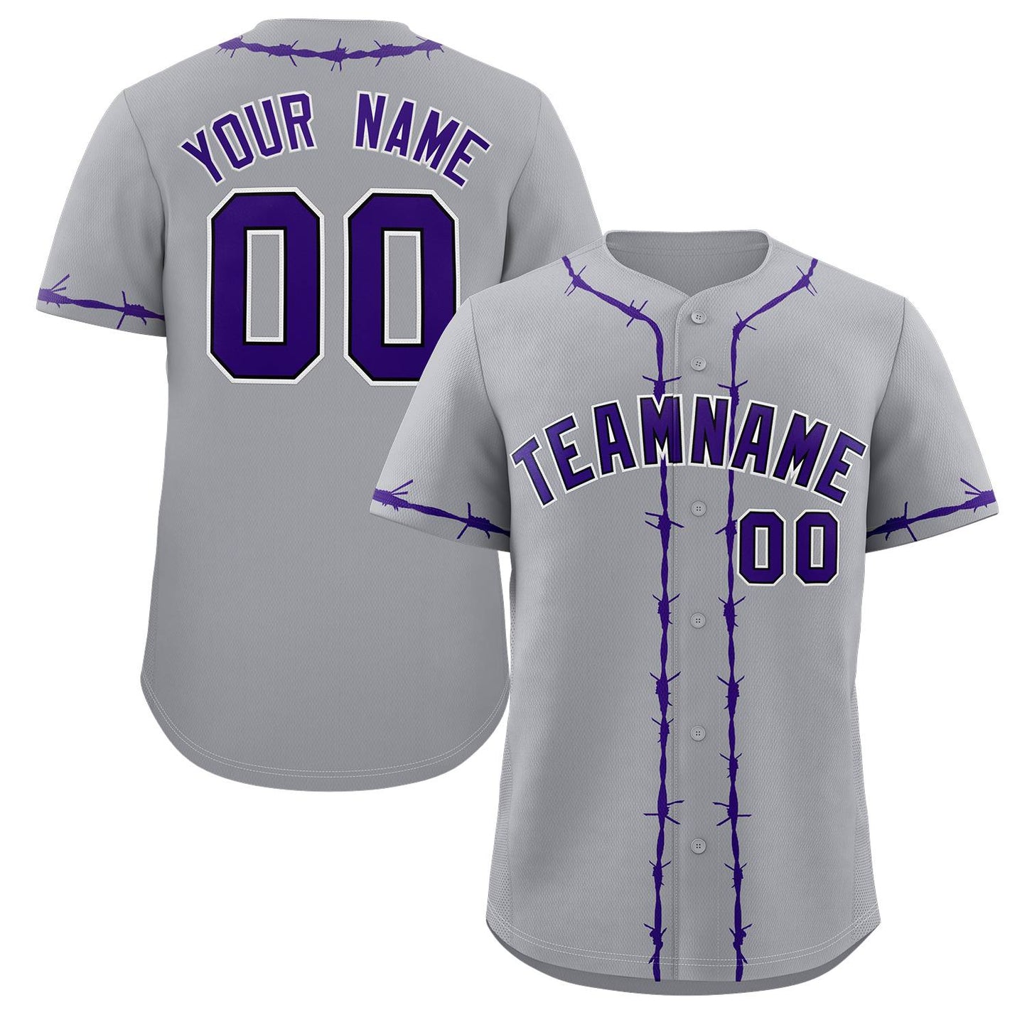 Custom Gray Purple Thorns Ribbed Classic Style Authentic Baseball Jersey