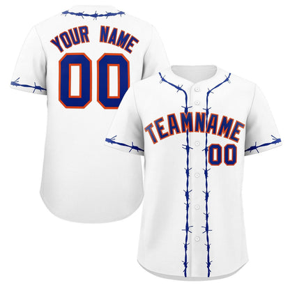 Custom White Royal Thorns Ribbed Classic Style Authentic Baseball Jersey