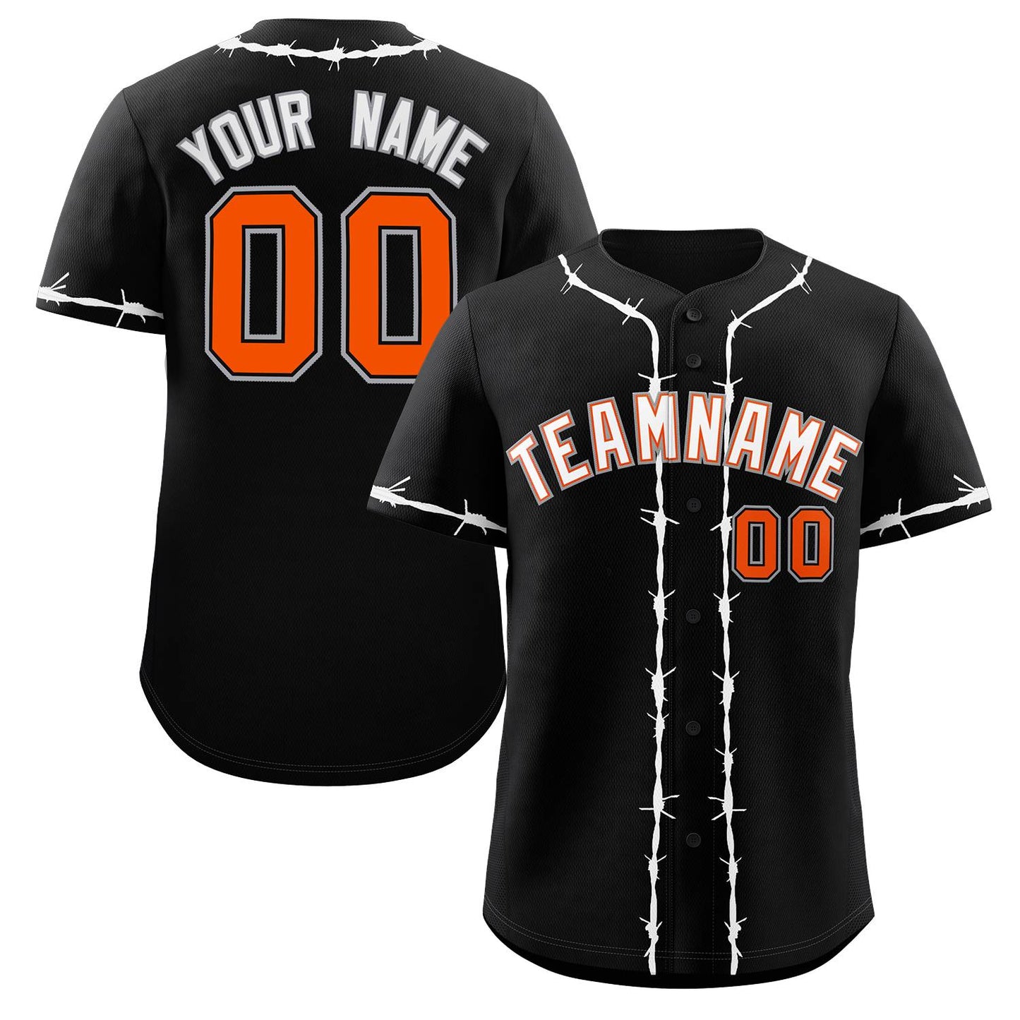 Custom Black White Thorns Ribbed Classic Style Authentic Baseball Jersey