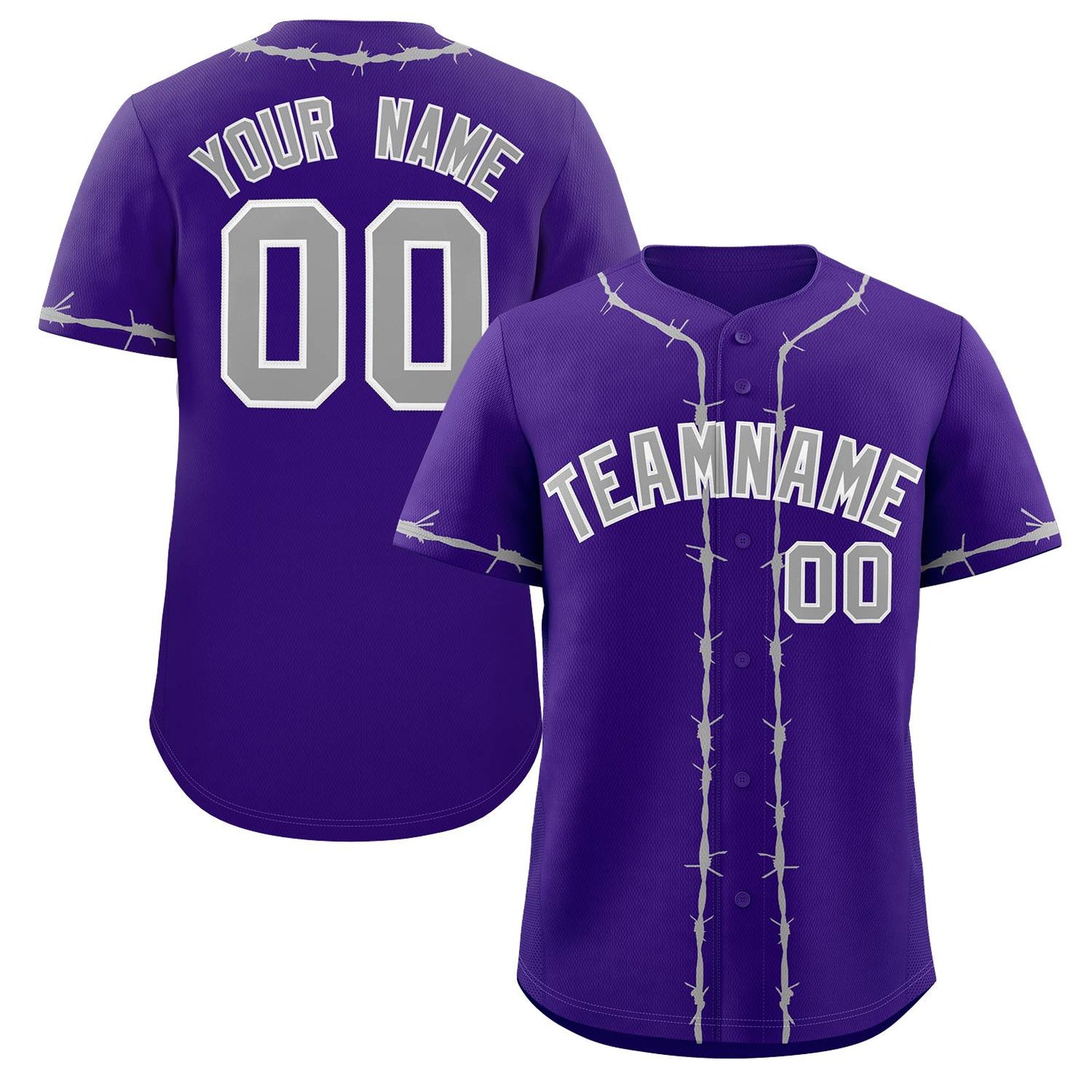 Custom Purple Gray Thorns Ribbed Classic Style Authentic Baseball Jersey