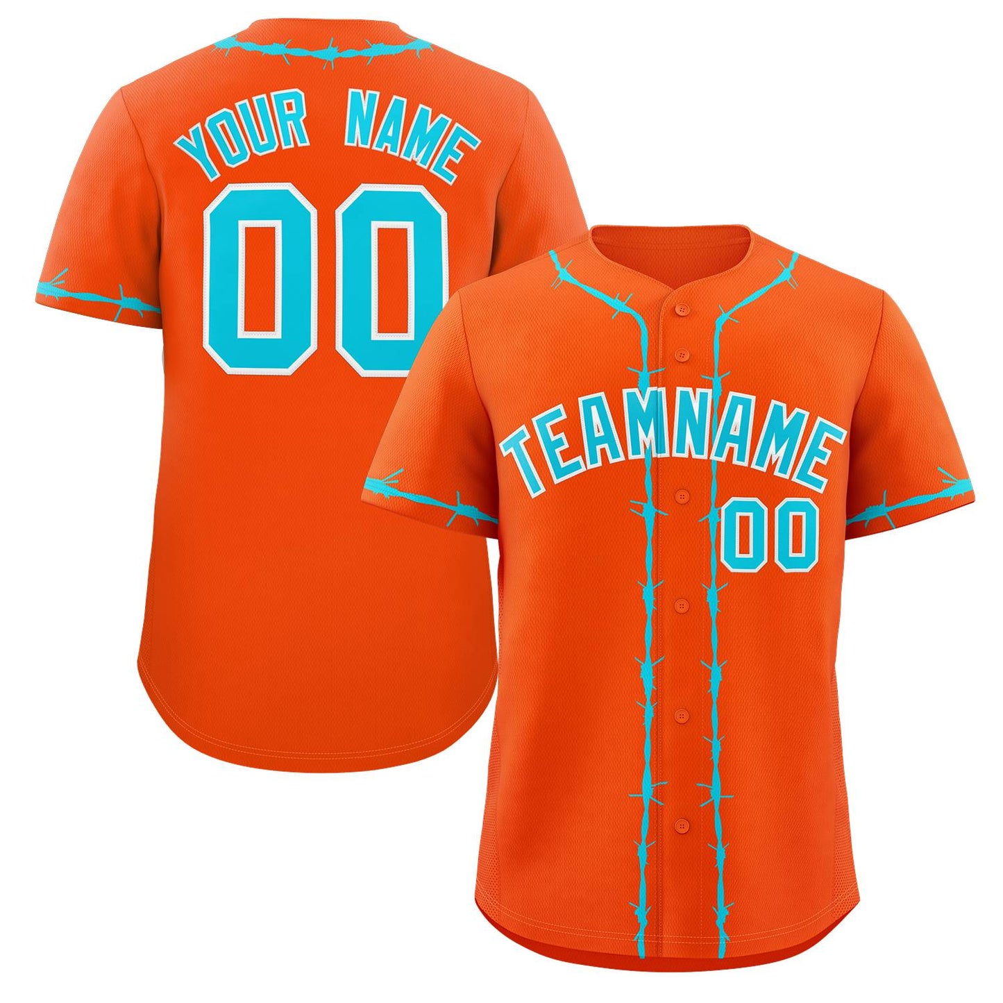 Custom Orange Aqua Thorns Ribbed Classic Style Authentic Baseball Jersey