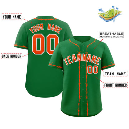 Custom Kelly Green Orange Thorns Ribbed Classic Style Authentic Baseball Jersey