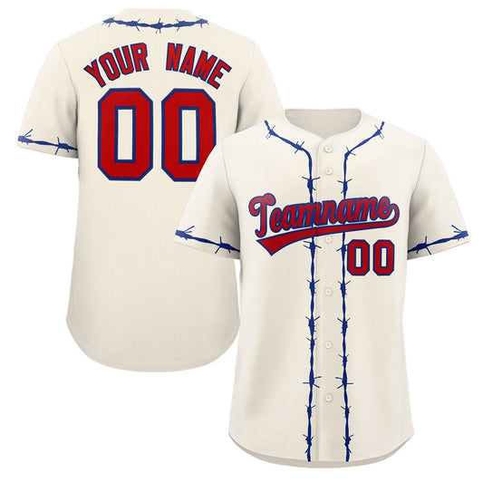 Custom Cream Royal Thorns Ribbed Classic Style Authentic Baseball Jersey