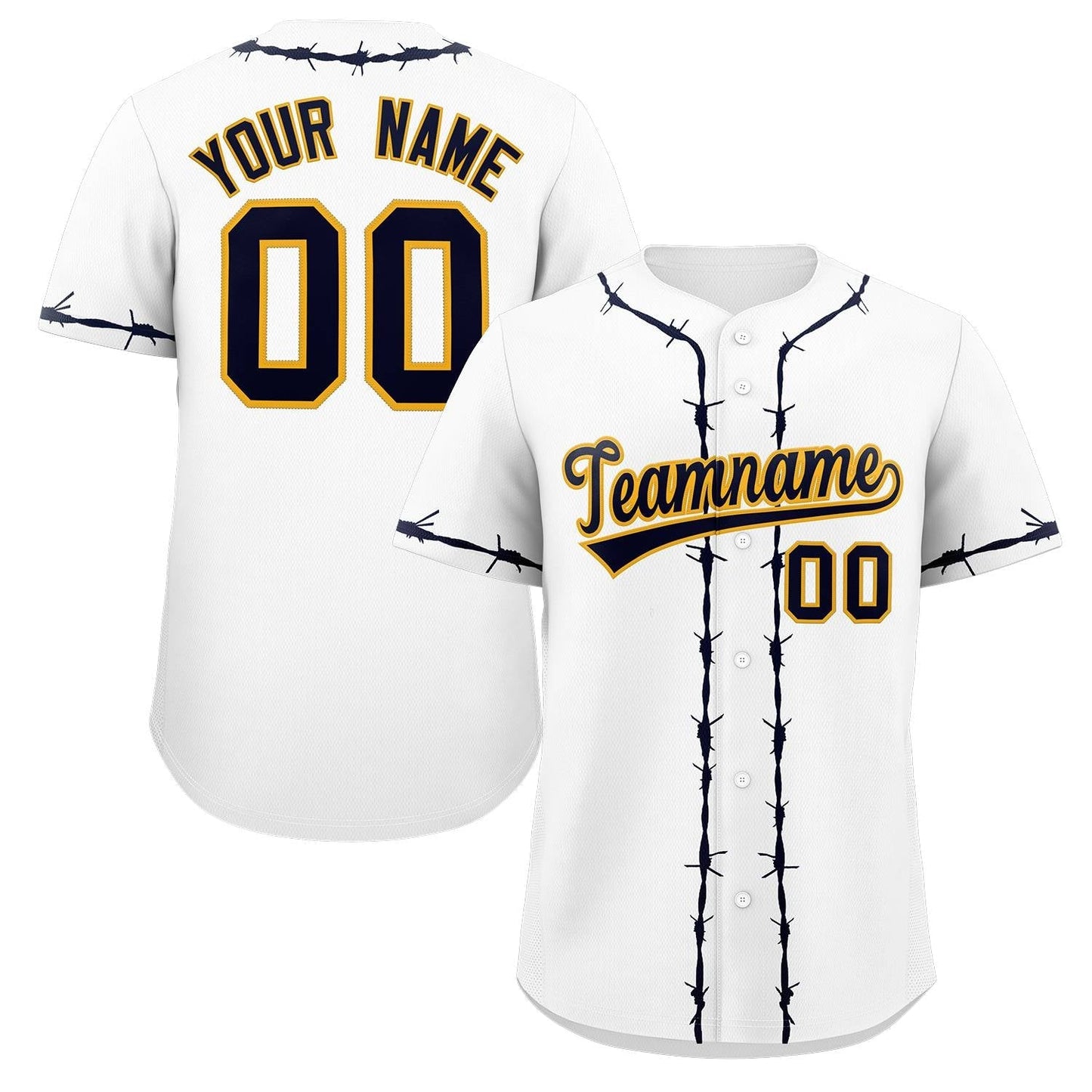 Custom White Navy Thorns Ribbed Classic Style Authentic Baseball Jersey