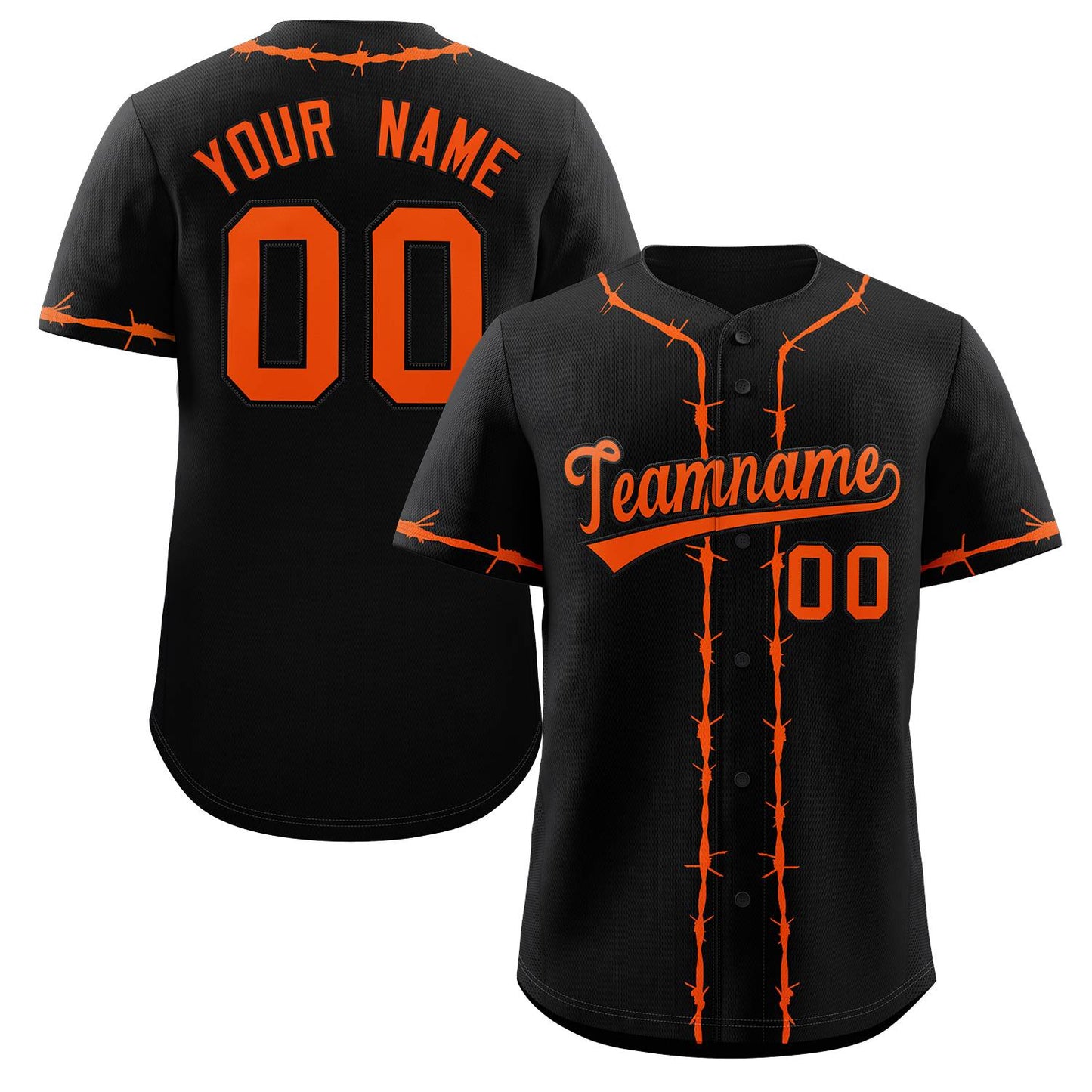 Custom Black Orange Thorns Ribbed Classic Style Authentic Baseball Jersey