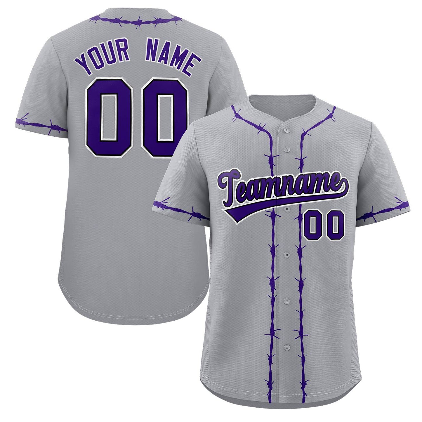 Custom Gray Purple Thorns Ribbed Classic Style Authentic Baseball Jersey