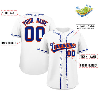 Custom White Royal Thorns Ribbed Classic Style Authentic Baseball Jersey