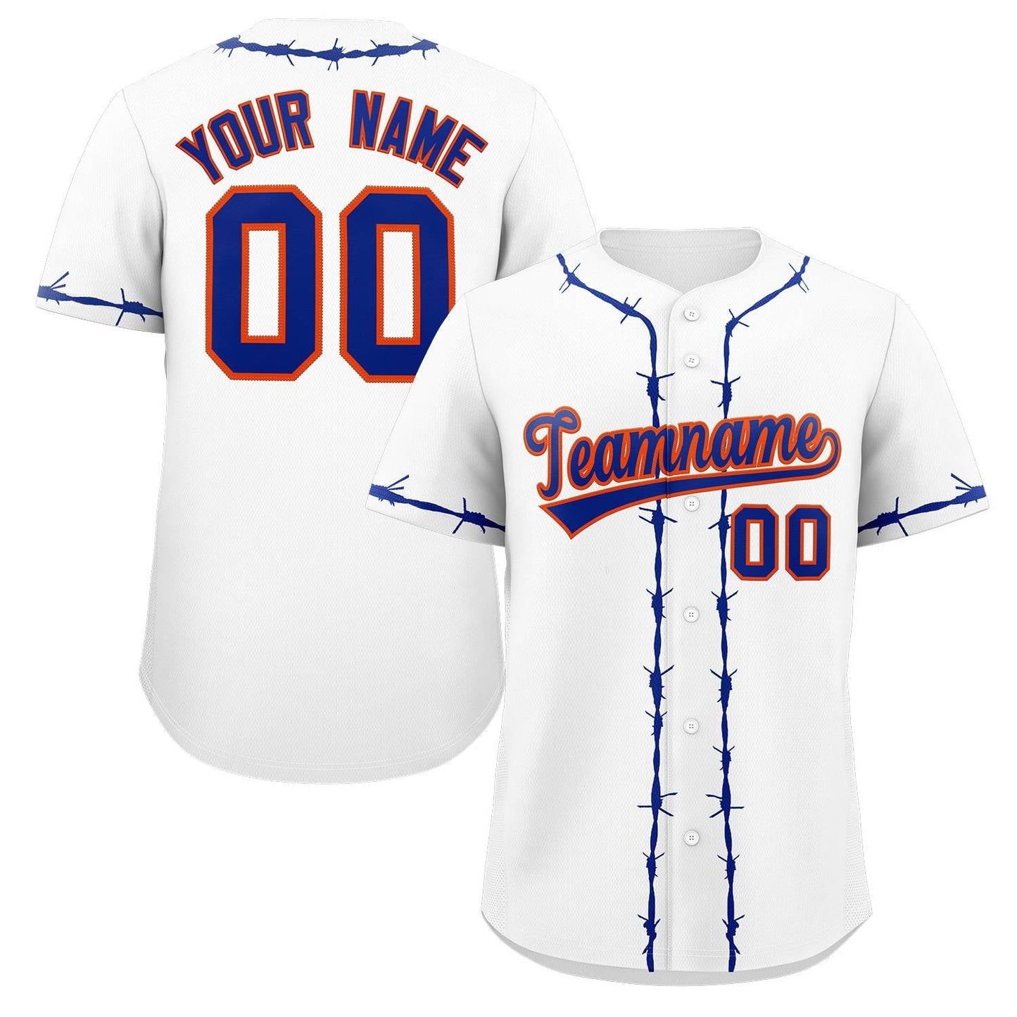 Custom White Royal Thorns Ribbed Classic Style Authentic Baseball Jersey